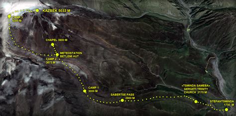 Mount Kazbek Map