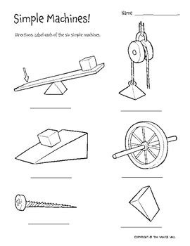 Six Simple Machines - 3 Printable Worksheets by Tim's Printables