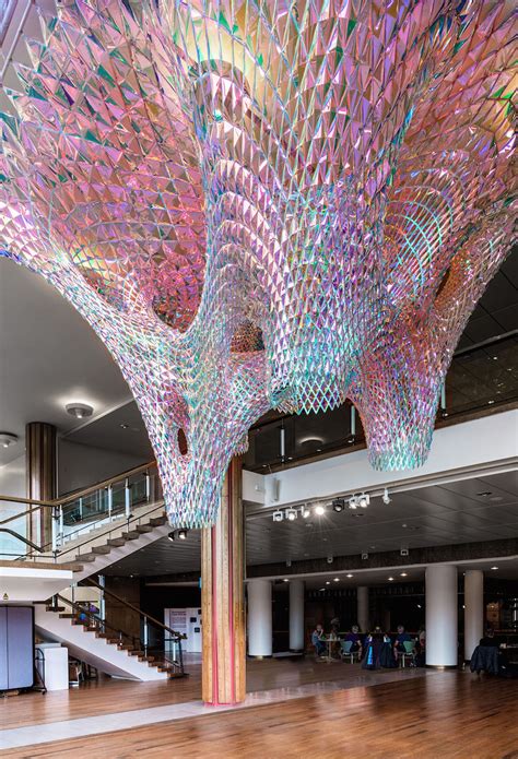 Vibrant mesh ceiling art installations / Boing Boing