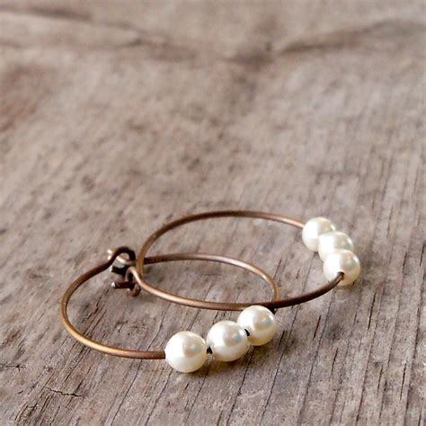 Swarovski Pearl Earrings Titanium Hoop Earrings Hypoallergenic Hoop Earrings - Etsy