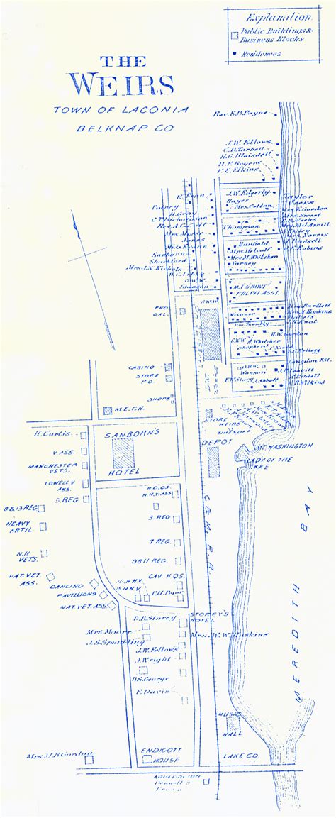 1892 MAP OF WEIRS BEACH