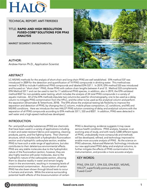 Report: Rapid and High Resolution PFAS Analysis | HALO® Columns