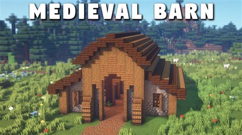 How to Build a Large Medieval Barn in Minecraft! | Minecraft houses ...