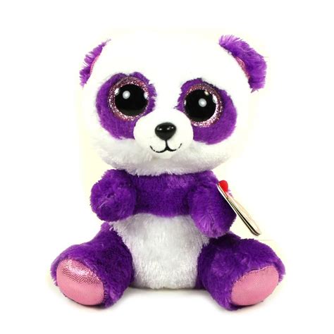 Pyoopeo Ty Beanie Boos 10" 25cm Boom Boom the Purple Panda Plush Medium Soft Big eyed Stuffed ...