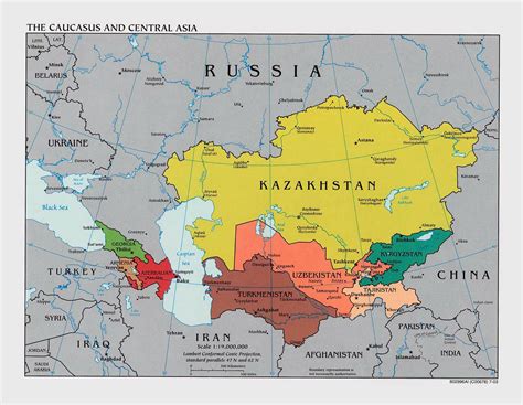 Large political map of the Caucasus and Central Asia with capitals – 2003 | Vidiani.com | Maps ...