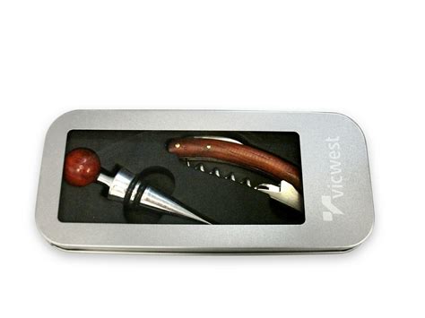 2 Piece Gift Set in Metal Box w/Corkscrew & Stopper - WineBags.com