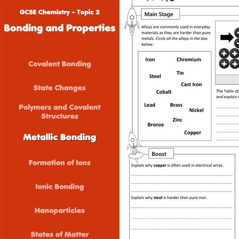 Metallic Bonding Home Learning Worksheet GCSE | Teaching Resources