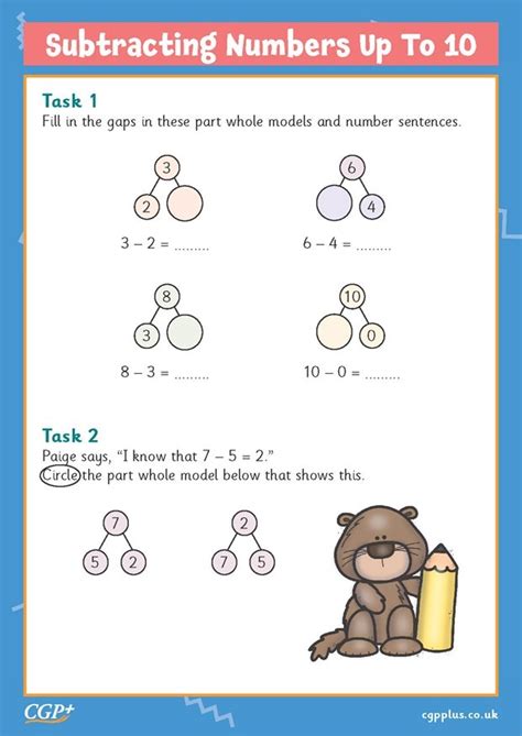 Part Whole Models — Subtraction up to 10 (Year 1) | CGP Plus