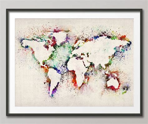 Map of the World Map Abstract Painting, Art Print, 778 - Etsy