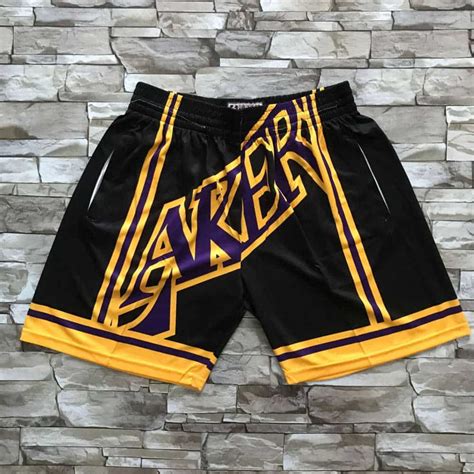 Los Angeles Lakers Black Big Face M&N Basketball Shorts - Justdonshorts