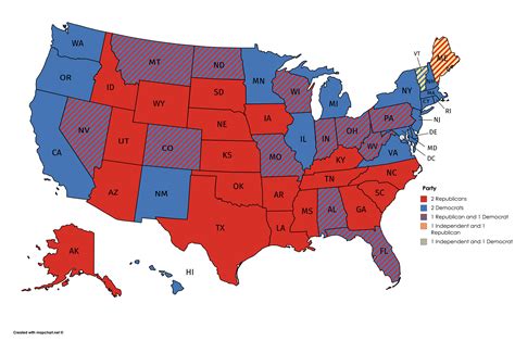 Party of the U.S. Senators per state : r/MapPorn