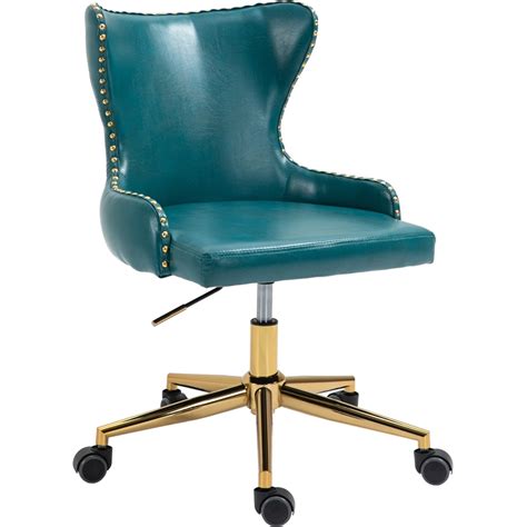 Meridian Furniture Hendrix Swivel Adjustable Blue Vegan Leather Office ...