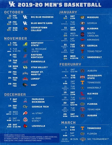 Kentucky Men's Basketball Schedule Printable - Free Printable Templates