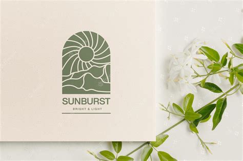 Premium PSD | Logo for a sunburst light company mockup on paper with realistic background texture