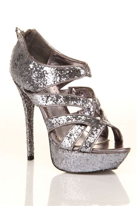 Rage Shoes In Pewter Glitter | Heels, Crazy shoes, Prom shoes