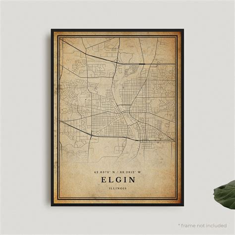 Elgin Vintage Map Print Elgin Retro Map Poster Antique Style | Etsy