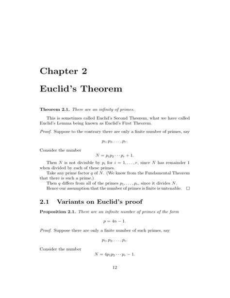 Chapter 2 Euclid’s Theorem