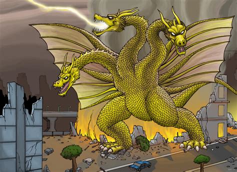 Ghidorah, the three headed monster by hawanja on DeviantArt