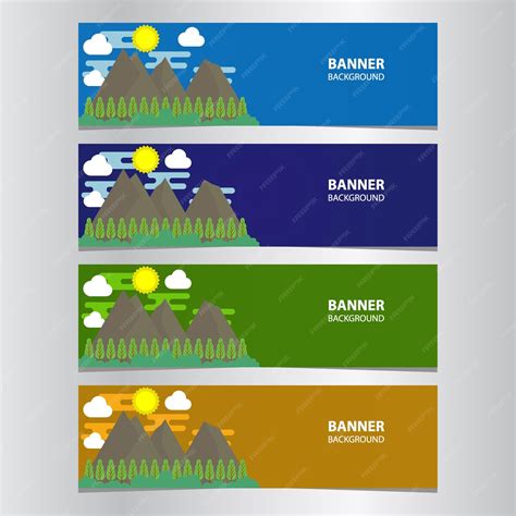 Premium Vector | Mountain landscape banner background design template ...