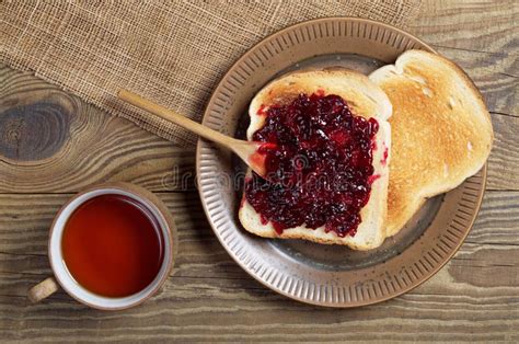 Tea and Toasted Bread with Jam Stock Photo - Image of dessert, healthy: 139192570