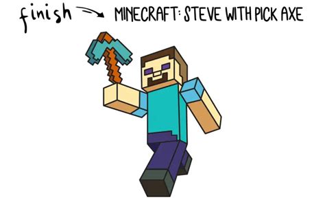 Drawing Minecraft's Steve With His Axe - Step By Step for Kids - Rainbow Printables