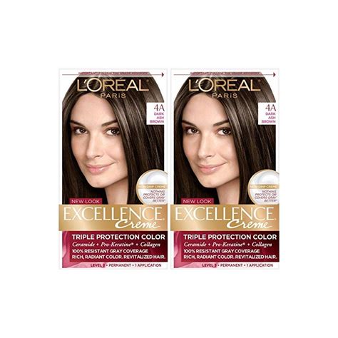 L'Oréal Paris Excellence Créme Permanent Hair Color, 4a Dark Ash Brown, 2 COUNT 100% Gray Coverage