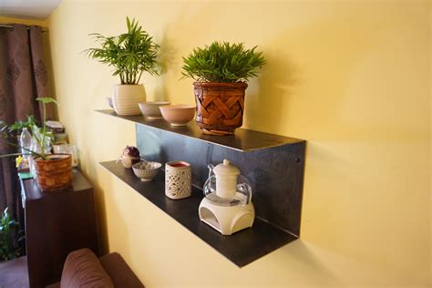 Metal Floating Shelf / up to 150cm/ Black Floating Shelf / - Etsy | Metal floating shelves ...