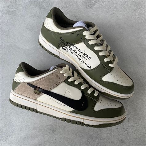 Custom Nike Dunk low olive - OFF-WHITE - TA Customs