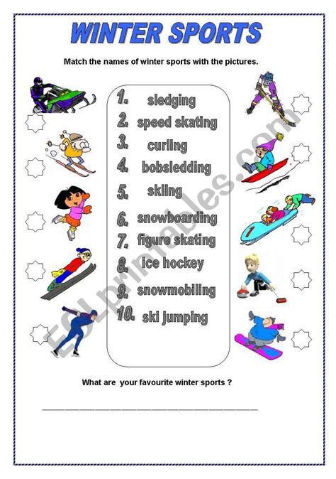 Winter sports - ESL worksheet by salomea