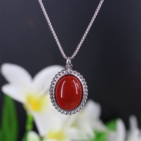 COAI-Vintage-Oval-Red-Agate-Stone-Pendant-Necklace-for-Women