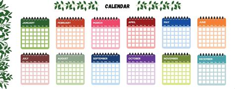 Colorful Year Calendar 18768665 Vector Art at Vecteezy