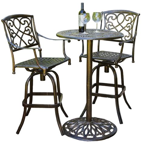 3 Piece Bar Height Patio Bistro Sets For The Outdoors