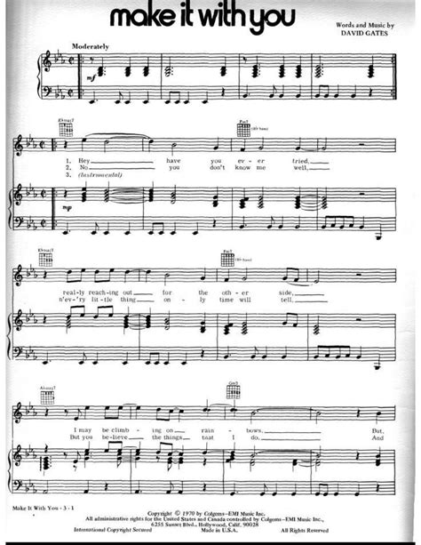 Bread - Make It With You Sheet Music for Piano | Free PDF Download | BossPiano