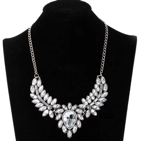 Wholesale Vintage Jewelry Clear Crystal Flower Chokers Necklace Women ...