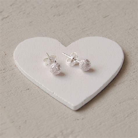 Frosted Silver Stud Earrings By Highland Angel | notonthehighstreet.com