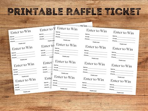 Printable Raffle Tickets, Raffle Ticket Template, Enter to Win ...