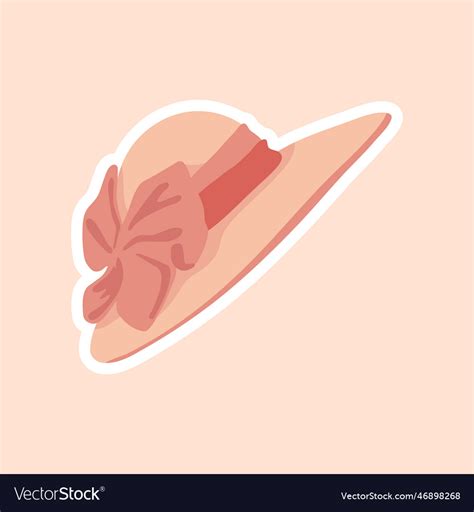 Beauty sticker with pink hat cartoon Royalty Free Vector