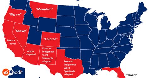 States with Spanish names and their origin/meaning : MapPorn