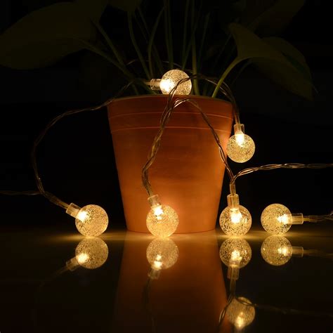 Solar String Lights, 19.7Ft 30 LED Waterproof Crystal Ball Solar Powered Outdoor Starry Fairy ...