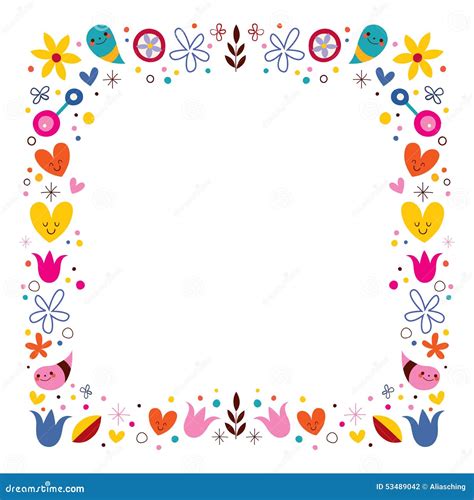 Nature Love Harmony Flowers Abstract Art Vector Frame Border Stock Vector - Image: 53489042