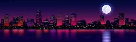 Ilustración de paisaje urbano nocturno | Vector Premium