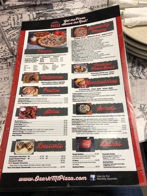 Online Menu of Ozark Mountain Pizza Restaurant, Branson West, Missouri ...