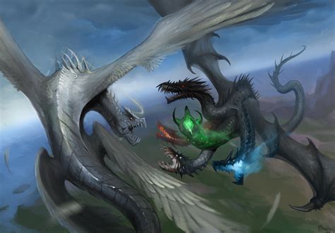 Bahamut vs Tiamat by Motolog on DeviantArt