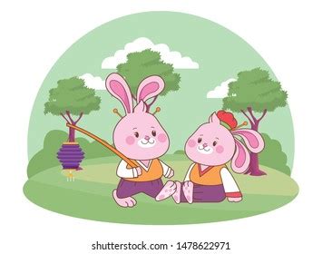 Rabbits Mid Autumn Festival Lanterns Cartoons Stock Vector (Royalty Free) 1478622971 | Shutterstock