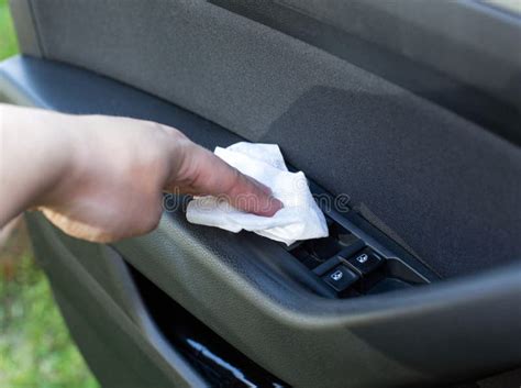 Cleaning the Car Interior with Modern Wet Wipes Against Dust and Dirt ...