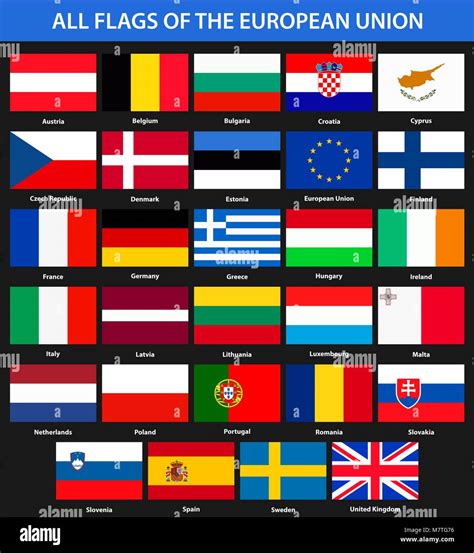 All flags of the countries of the European Union. Flat style Stock ...