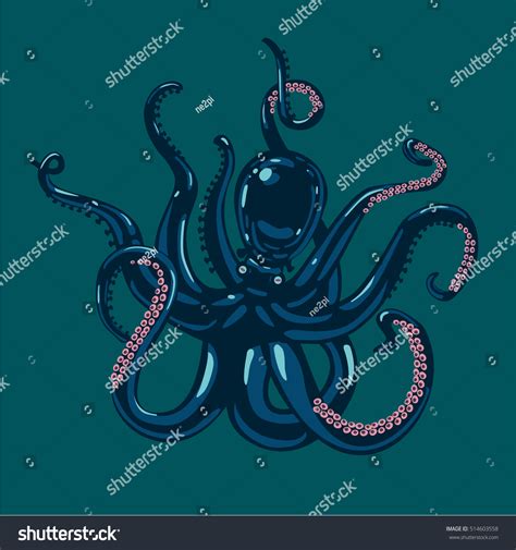 Colored Octopus On Isolated Background Vector Stock Vector (Royalty ...