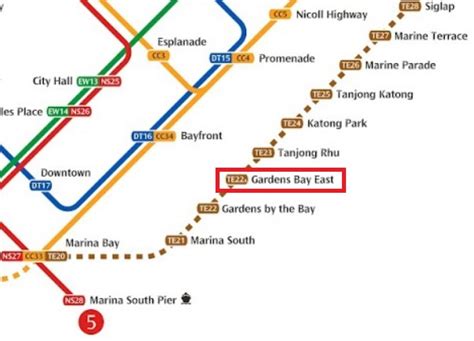 LTA May 2018 MRT Map with TE22A Gardens Bay East, subsequently removed ...