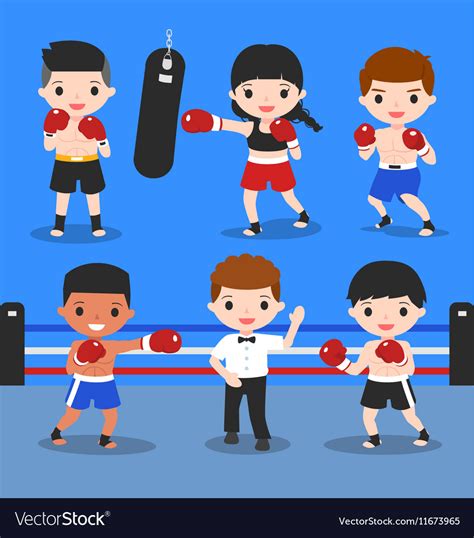 Boxing characters set Royalty Free Vector Image