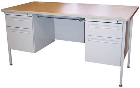 Metal Teacher's Desks, 3/4 Panel - Iowa Prison Industries | Desk ...